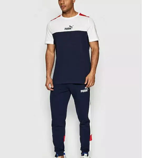 Puma - Essential Ανδρικό T-shirt με Λογότυπο 847426-06 Μπλε Ναυτικό/Λευκό/Κόκκινο 847426-06