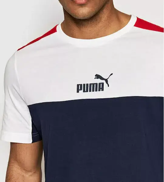 Puma - Essential Ανδρικό T-shirt με Λογότυπο 847426-06 Μπλε Ναυτικό/Λευκό/Κόκκινο 847426-06