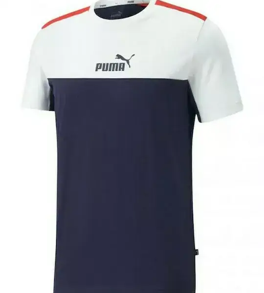 Puma - Essential Ανδρικό T-shirt με Λογότυπο 847426-06 Μπλε Ναυτικό/Λευκό/Κόκκινο 847426-06