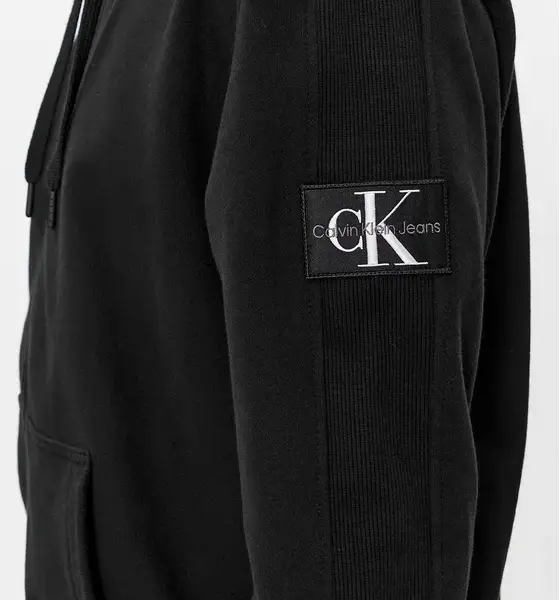 Calvin Klein - Ανδρική Ζακέτα Badge HWK Zip-Through με Φερμουάρ και Κουκούλα Regular Fit J30J324956-BEH Μαύρο