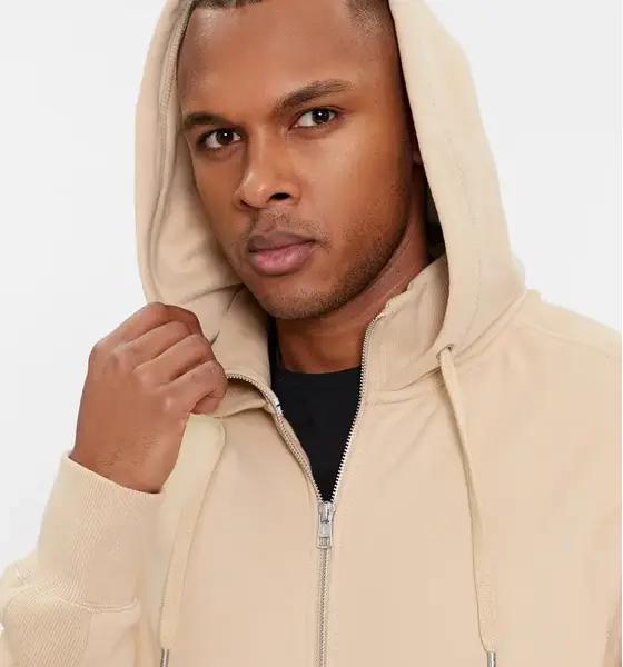 Calvin Klein - Ανδρική Ζακέτα Badge HWK Zip-Through με Φερμουάρ και Κουκούλα Regular Fit J30J324956-ΑΑΤ Μπεζ