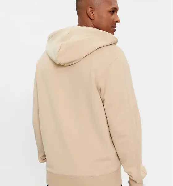 Calvin Klein - Ανδρική Ζακέτα Badge HWK Zip-Through με Φερμουάρ και Κουκούλα Regular Fit J30J324956-ΑΑΤ Μπεζ