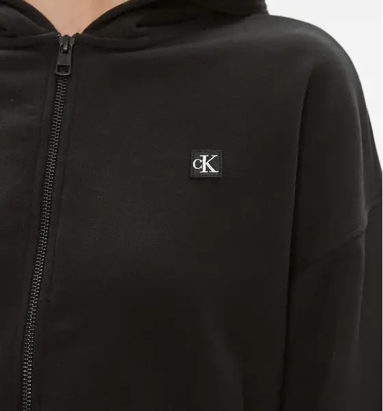 Calvin Klein - Γυναικεία Ζακέτα Embro Badge Zip-Through με Φερμουάρ και Κουκούλα Regular Fit J20J222885- BEH Μαύρο