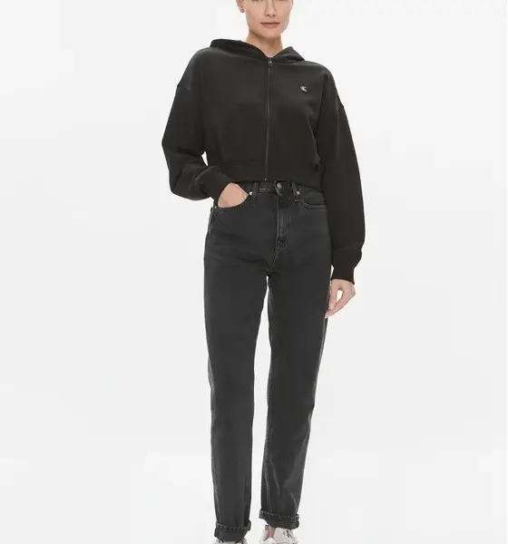 Calvin Klein - Γυναικεία Ζακέτα Embro Badge Zip-Through με Φερμουάρ και Κουκούλα Regular Fit J20J222885- BEH Μαύρο