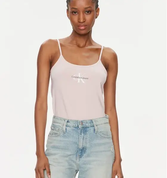 Calvin Klein - Γυναικείο Τοπ Monologo Strappy Tank Slim Fit J20J223105-TF6 Ροζ
