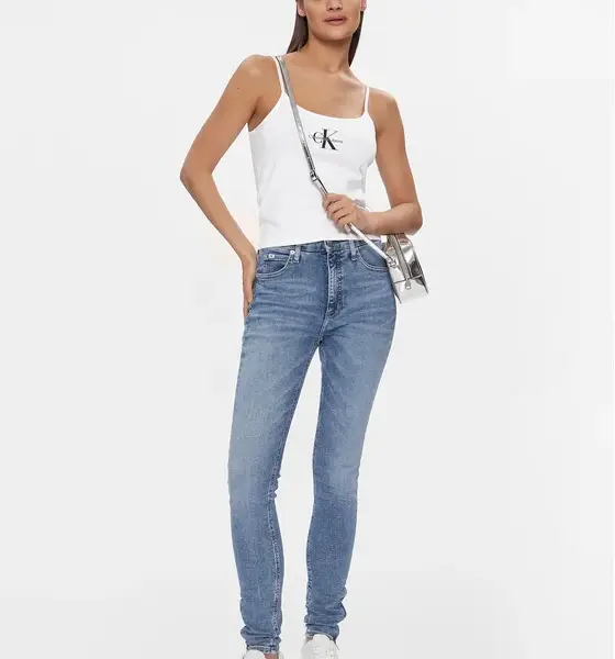 Calvin Klein - Γυναικείο Τοπ Monologo Strappy Tank Slim Fit J20J223105-YAF Λευκό J20J223105-YAF