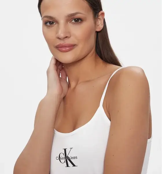 Calvin Klein - Γυναικείο Τοπ Monologo Strappy Tank Slim Fit J20J223105-YAF Λευκό