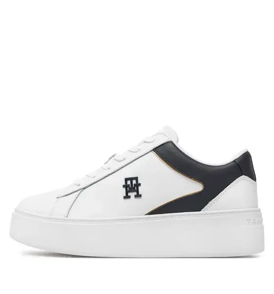 Tommy Hilfiger - Γυναικεία Δερμάτινα Sneakers Th Platform Court Sneaker FW0FW07910-0K5 Λευκό
