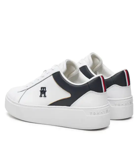 Tommy Hilfiger - Γυναικεία Δερμάτινα Sneakers Th Platform Court Sneaker FW0FW07910-0K5 Λευκό