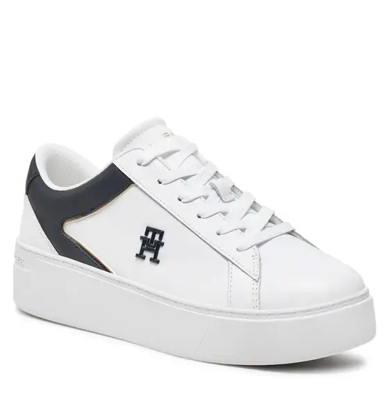 Tommy Hilfiger - Γυναικεία Δερμάτινα Sneakers Th Platform Court Sneaker FW0FW07910-0K5 Λευκό