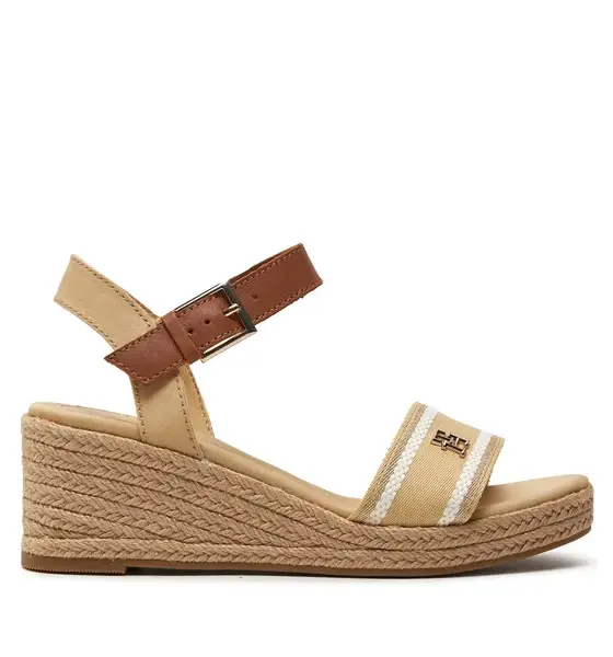 Tommy Hilfiger - Καλοκαιρινές Γυναικείες Πλατφόρμες Webbing Wedge Sandal FW0FW08044-ACR Μπεζ