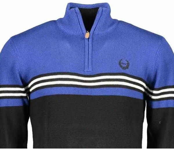 Gian Marco Venturi - Ανδρικό Πουλόβερ Half-Zip Μακρυμάνικο AU00423 Μαύρο/Μπλε AU00423