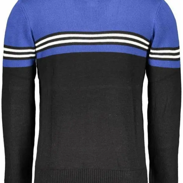 Gian Marco Venturi - Ανδρικό Πουλόβερ Half-Zip Μακρυμάνικο AU00423 Μαύρο/Μπλε AU00423