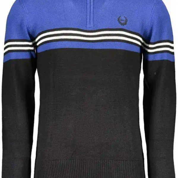 Gian Marco Venturi - Ανδρικό Πουλόβερ Half-Zip Μακρυμάνικο AU00423 Μαύρο/Μπλε