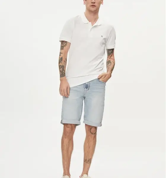 Calvin Klein - Badge Ανδρική Μπλούζα Κοντομάνικη Polo J30J325269-YAF Λευκό