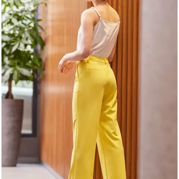 Cento - Παντελόνι υφασμάτινο wide leg 1302917-101 Κίτρινο 1302917-101