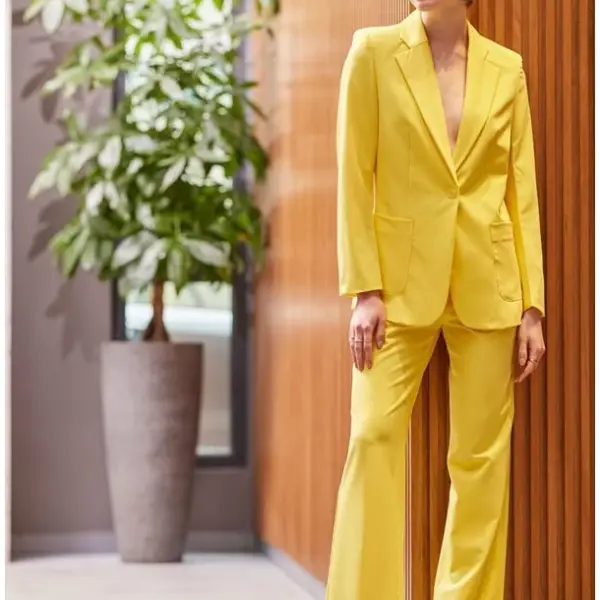 Cento - Blazer υφασμάτινο με βάτες 1502912-101 Κίτρινο 1502912-101