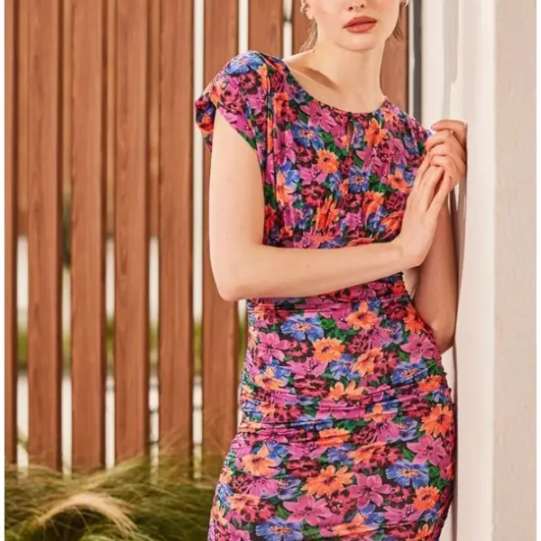 Cento - Φόρεμα mini floral απαλής υφής 1102912-1004 Φλοράλ 1102912-1004