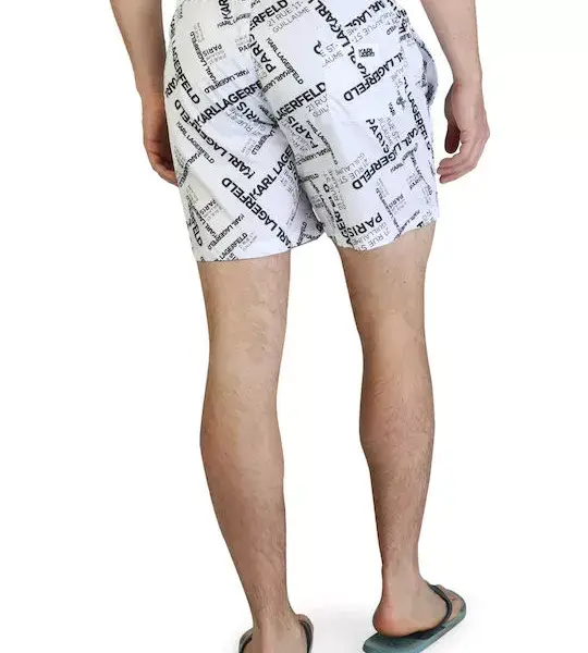 Karl Lagerfeld - Ανδρικό Μαγιό Σορτς KL21MBM14-WHITE Λευκό με Σχέδια KL21MBM14-WHITE