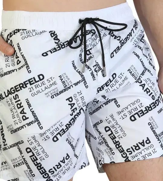 Karl Lagerfeld - Ανδρικό Μαγιό Σορτς KL21MBM14-WHITE Λευκό με Σχέδια KL21MBM14-WHITE