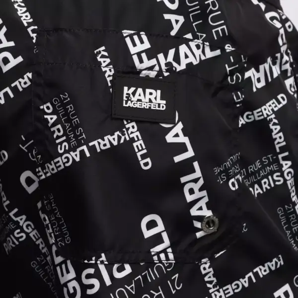 Karl Lagerfeld - Guillaume Ανδρικό Μαγιό Σορτς KL22MBM09-BLACK Μαύρο με Σχέδια KL22MBM09-BLACK