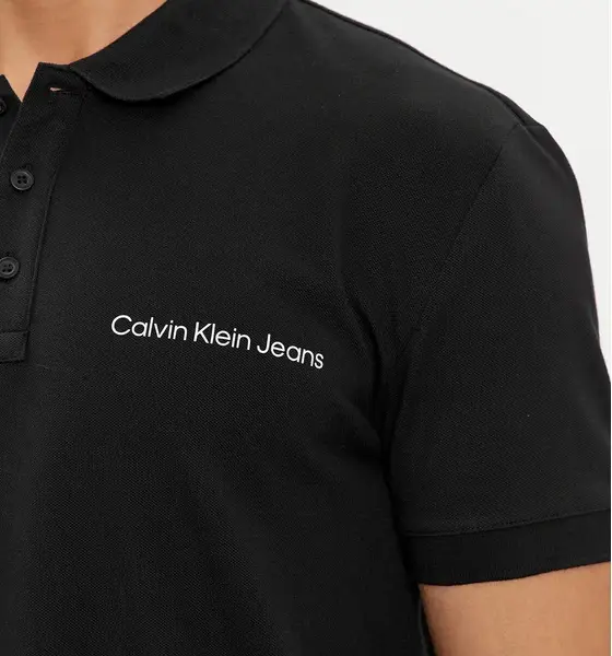 Calvin Klein - Ανδρική Μπλούζα Κοντομάνικη Polo Institutional Regular Fit J30J325495-BEH μαύρο