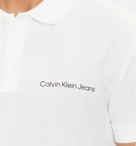 Calvin Klein - Ανδρική Μπλούζα Κοντομάνικη Polo Institutional Regular Fit J30J325495-YAF Λευκό