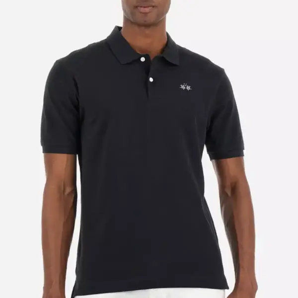 La Martina - Ανδρικό Κοντομάνικο Tex Polo Regular Fit BPMP01PK031-09999 Μαύρο