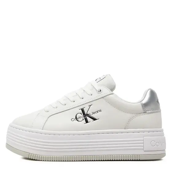 Calvin Klein - Γυναικεία Sneakers Bold Platf Low Lace Lth Ml Mtl YW0YW01516-0K9 Λευκό