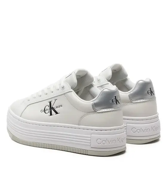 Calvin Klein - Γυναικεία Sneakers Bold Platf Low Lace Lth Ml Mtl YW0YW01516-0K9 Λευκό