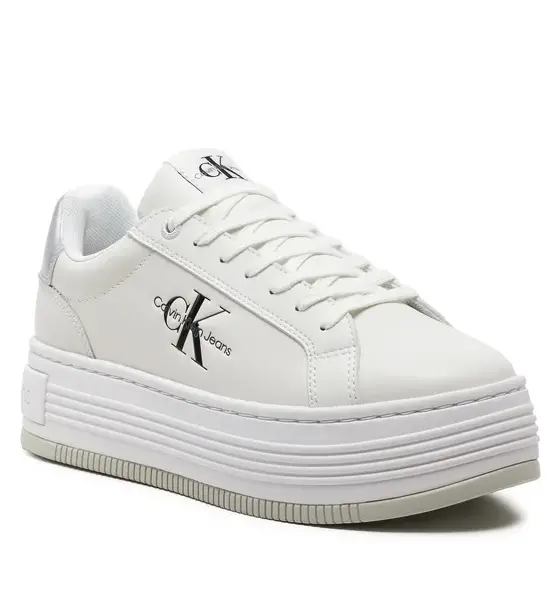 Calvin Klein - Γυναικεία Sneakers Bold Platf Low Lace Lth Ml Mtl YW0YW01516-0K9 Λευκό