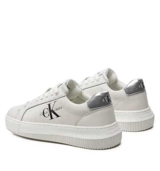 Calvin Klein - Γυναικεία Sneakers Chunky Cupsole Laceup Lth Ml Mtl YW0YW01476-0K9 Λευκό