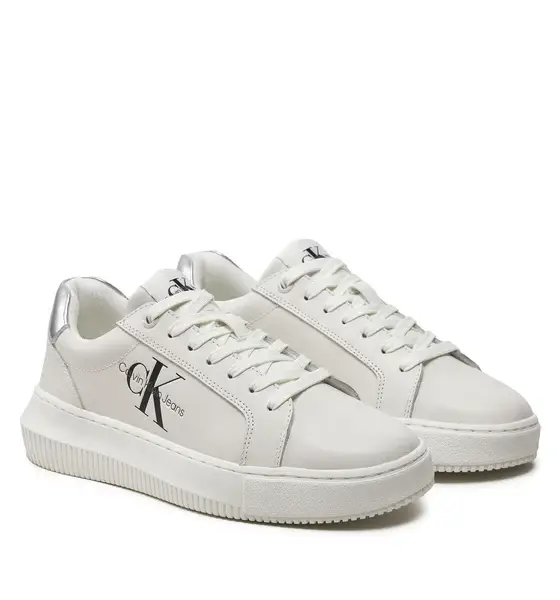 Calvin Klein - Γυναικεία Sneakers Chunky Cupsole Laceup Lth Ml Mtl YW0YW01476-0K9 Λευκό