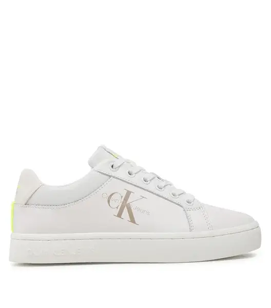 Calvin Klein - Γυναικεία Sneakers Classic Cupsole Fluo Contrast YW0YW00912-0LA Λευκό