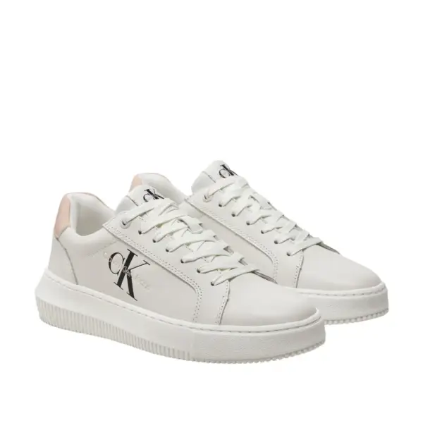 Calvin Klein - Γυναικεία Δερμάτινα Sneakers Chunky Cupsole Mono Wn YW0YW00823-0LA Λευκό YW0YW00823-0LA