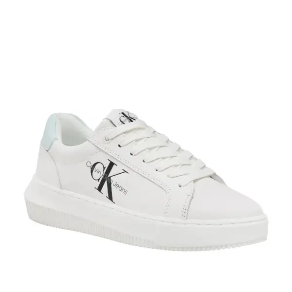 Calvin Klein - Γυναικεία Δερμάτινα Sneakers Chunky Cupsole Mono Wn YW0YW00823-0LF Λευκό YW0YW00823-0LF
