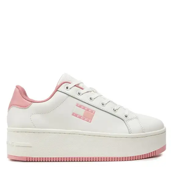 Tommy Hilfiger - Γυναικεία Δερμάτινα Sneakers Tjw Flatform Ess EN0EN02518-TH0 ΛευκόΡοζ