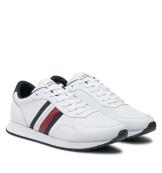 Tommy Hilfiger – Ανδρικά Sneakers Runner Evo Lth Mix Ess FM0FM05121-YBS Λευκό
