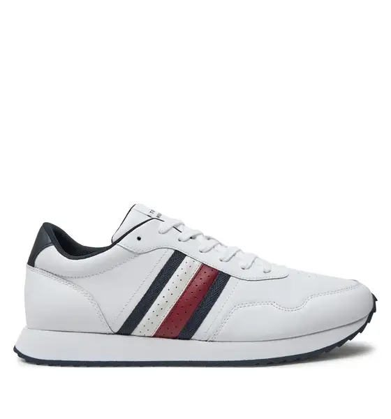 Tommy Hilfiger – Ανδρικά Sneakers Runner Evo Lth Mix Ess FM0FM05121-YBS Λευκό