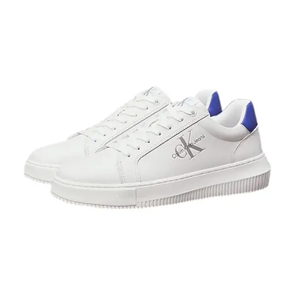 Calvin Klein - Cupsole Mono Lth Ανδρικά Chunky Sneakers YM0YM00681-01S Λευκό/Μπλε YM0YM00681-01S