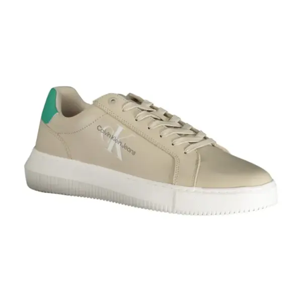 Calvin Klein - Cupsole Mono Lth Ανδρικά Chunky Sneakers YM0YM00681-0H8 Μπεζ YM0YM00681-0H8