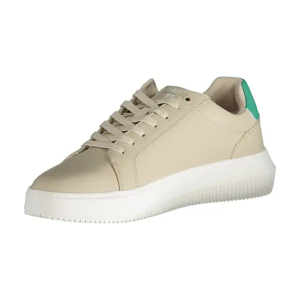 Calvin Klein - Cupsole Mono Lth Ανδρικά Chunky Sneakers YM0YM00681-0H8 Μπεζ YM0YM00681-0H8