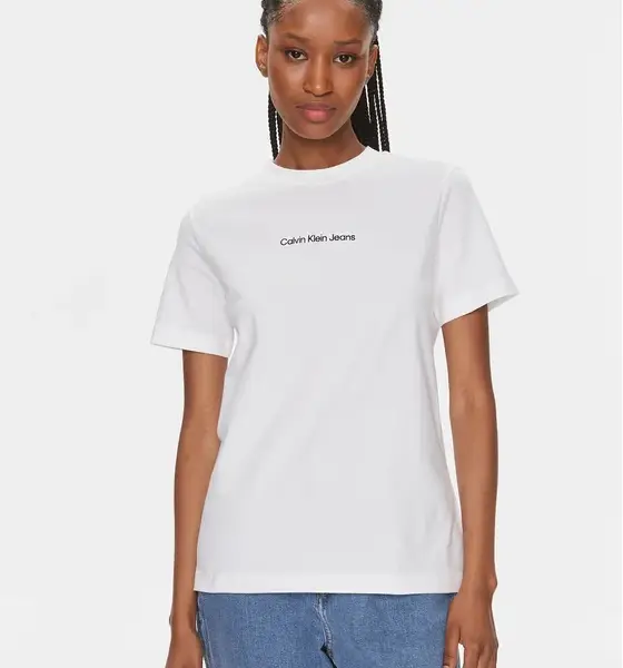 Calvin Klein - Jeans T-Shirt Institutional Straight Tee Regular Fit J20J221065-YAF Λευκό