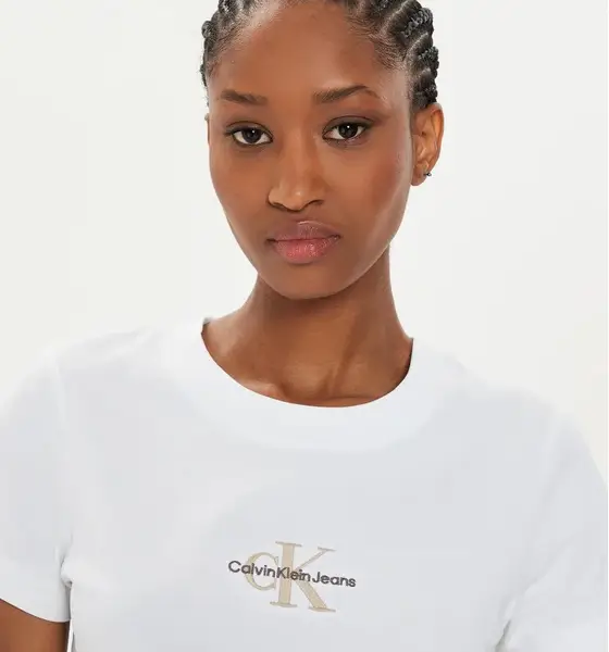 Calvin Klein - Jeans T-Shirt Monologo Slim Fit Tee J20J223563-YAF Λευκό