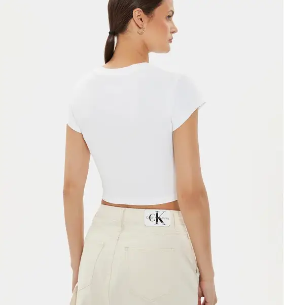 Calvin Klein - Jeans T-Shirt Woven Label Rib Baby Slim Fit J20J223552-YAF Λευκό