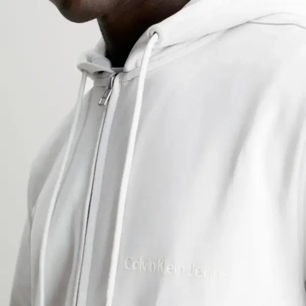 Calvin Klein - Ανδρική Ζακέτα Institutional Zip Through Hood με Φερμουάρ και Κουκούλα Regular Fit J30J325148-PC8 Γκρι