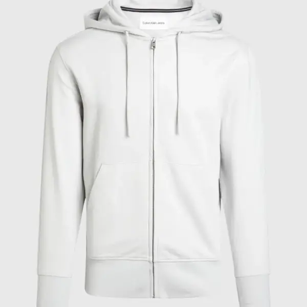 Calvin Klein - Ανδρική Ζακέτα Institutional Zip Through Hood με Φερμουάρ και Κουκούλα Regular Fit J30J325148-PC8 Γκρι