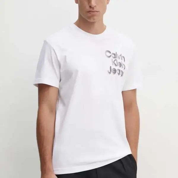 Calvin Klein - Ανδρικό T-shirt Stacked Euphoric Logo Tee Regular Fit J30J325680-YAF Λευκό