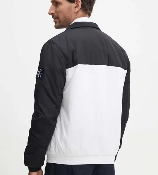 Calvin Klein - Ανδρικό Χειμωνιάτικο Μπουφάν Harrington Regular Fit J30J325592-YAF ΛευκόΜαύρο