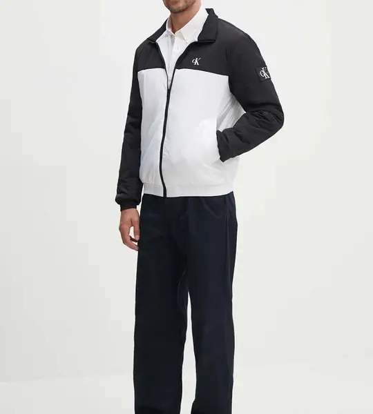 Calvin Klein - Ανδρικό Χειμωνιάτικο Μπουφάν Harrington Regular Fit J30J325592-YAF ΛευκόΜαύρο